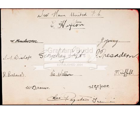 The autographs of the West Ham United team who played in the first F.A. Cup Final at Wembley in 1923,on an album page, the pl