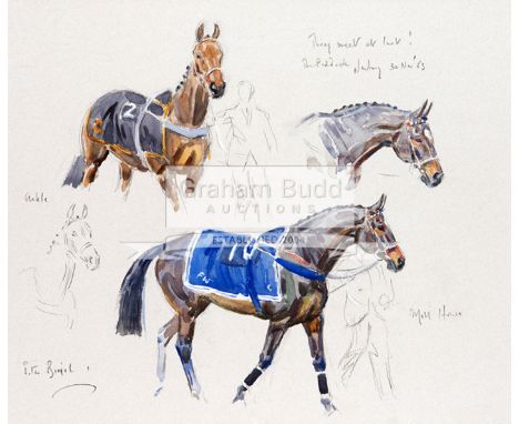 Peter Biegel (1913-1988)THEY MET AT LAST! THE PADDOCK, NEWBURY, 30 NOVEMBER '63, 'ARKLE' , 'MILL HOUSE'signed and inscribed w