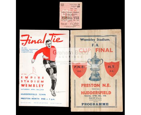 F.A. Cup Final programme Huddersfield Town v Preston North End 30th April 1938,staples removed, overall good condition; sold 