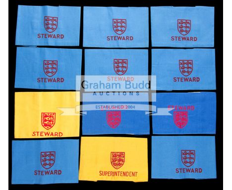 A collection of Football Association memorabilia,comprising: twelve Wembley Stadium steward's armbands in yellow & blue all p