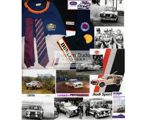 Audi Sport and Ford International Rallying memorabilia,a large collection acquired from the 1970s onwards, comprised of cloth
