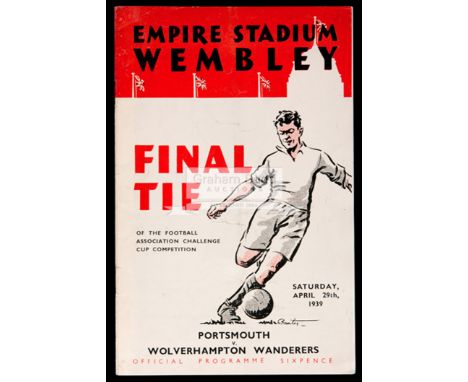 F.A. Cup Final programme Portsmouth v Wolverhampton Wanderers 29th April 1939,staples removed, light vertical fold but overal