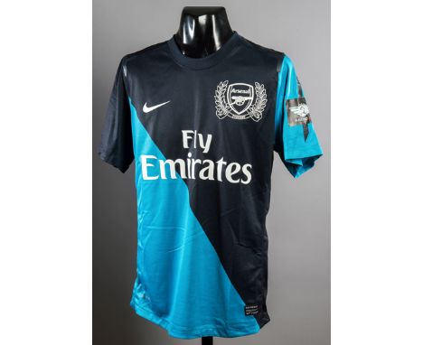 Sebastien Squillaci diagonal dark & light blue Arsenal No.18 jersey match-worn v Benfica in the 2011 Eusebio Cup at the Estad