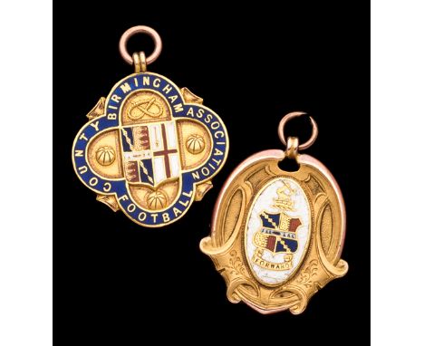 Jesse Pennington pair of Birmingham County Football Association representative medals for season 1910-11 and 1912,both 9ct. g