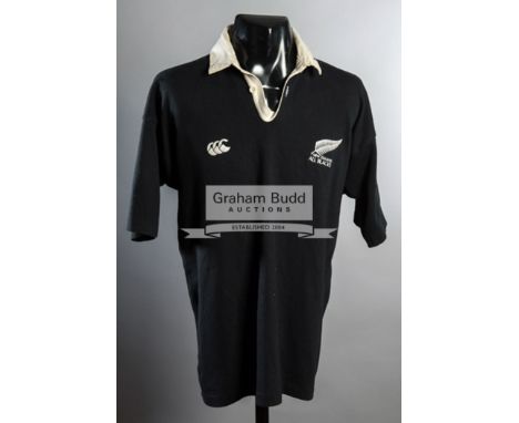 Stu Forster: a black New Zealand All Blacks No.9 shirt from the match v England at Twickenham 27th November 1993,short-sleeve