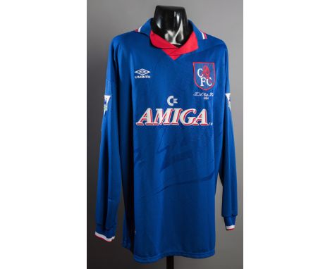 Gareth Hall blue Chelsea No.14 1994 F.A. Cup Final jersey,long-sleeved, inscribed F.A. CUP FINAL, 1994, the reverse lettered 