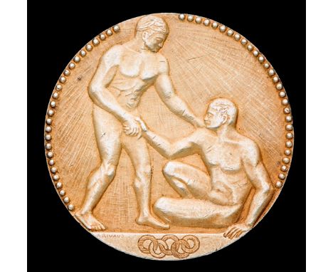 Paris 1924 Olympic Games gold first place winner's medal awarded to a member of the victorious Uruguayan football team,goldpl