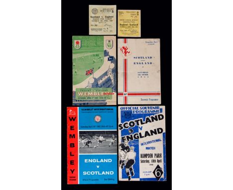 A post-war collection of England v Scotland international programmes and tickets,an unbroken run of programmes for the home i