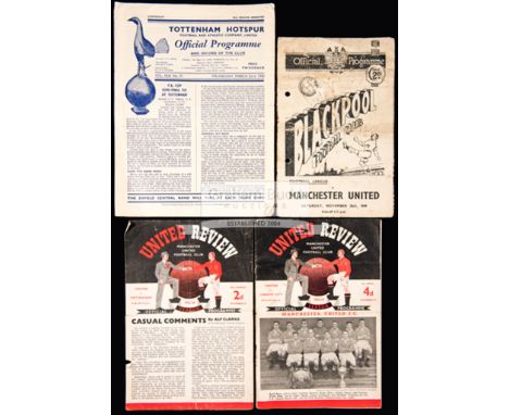 12 Manchester United programmes 1950s,including the rare 4-pager v Tottenham Hotspur & Duncan Edwards's first-team debut v Ca