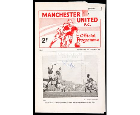 George Best signed programme from his first season at Manchester United,reserves v Manchester City reserves 2nd October 1963 