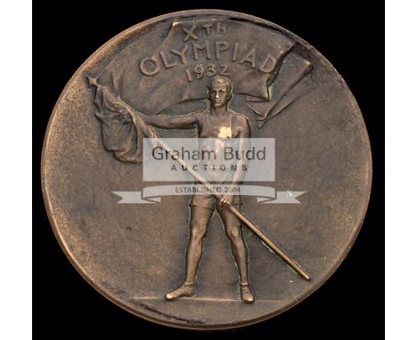 Los Angeles 1932 Olympic Games participation medal awarded to Ireland's Peter O'Connor,designed by Julio Kilenyi, bronze, the