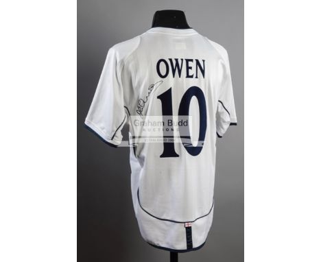 Michael Owen signed replica of his England 5 Germany 1 jersey,signed to the reverse in black marker pen; sold together with a