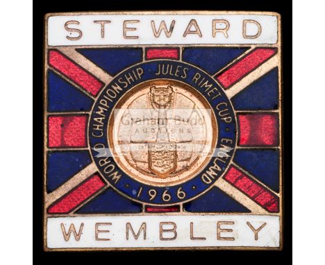 1966 World Cup Wembley steward's badge,gilt-metal & enamel incorporating Union Jack and World Cup insignia design, inscribed 