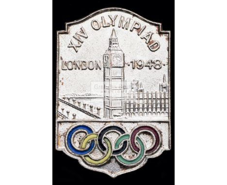 London 1948 Olympic Games badge,silver plate & enamel, featuring Big Ben and Olympic Rings