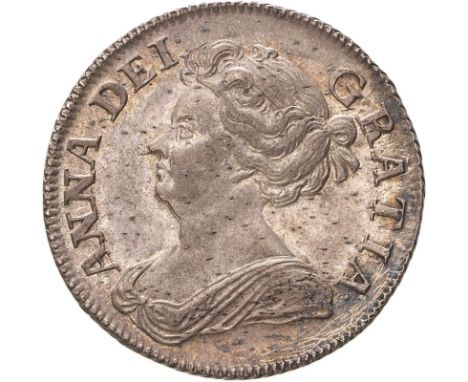 GREAT BRITAIN. Anne, 1702-14. Silver shilling, 1708. London. Plain Angles. Third draped bust of Queen Anne facing left, surro