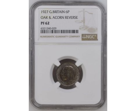 UNITED KINGDOM. George V, 1910-36. Silver sixpence, 1927. Royal Mint. Bare head of King George V facing left; B.M. below; GEO