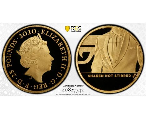 UNITED KINGDOM. Elizabeth II, 1952-. Gold 25 pounds, 2020. Royal Mint. Proof. Issued to celebrate the new James Bond movie 'N