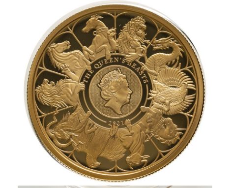 UNITED KINGDOM. Elizabeth II, 1952-. Gold 100 pounds, 2021. The Royal Mint. Proof. Minted to finish off the Queen's Beasts se