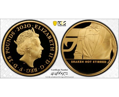 UNITED KINGDOM. Elizabeth II, 1952-. Gold 25 pounds, 2020. Royal Mint. Proof. Issued to celebrate the new James Bond movie 'N