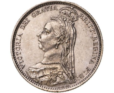 UNITED KINGDOM. Victoria, 1837-1901. Silver sixpence, 1887. Royal Mint. Jubilee head of Queen Victoria facing left; VICTORIA 