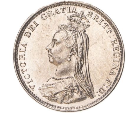 UNITED KINGDOM. Victoria, 1837-1901. Silver threepence, 1887. Royal Mint. Young head of Queen Victoria facing left; around, V