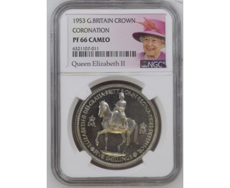 UNITED KINGDOM. Elizabeth II, 1952-. CuproNickel crown, 1953. Royal Mint. Proof. A crown is a 5 shilling coin. This commemora