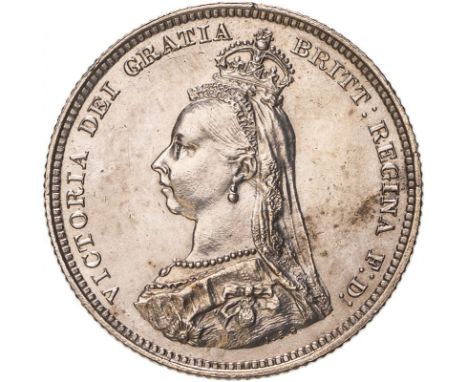 UNITED KINGDOM. Victoria, 1837-1901. Silver shilling, 1887. Royal Mint. Small Jubilee head of Victoria facing left; J.E.B. on