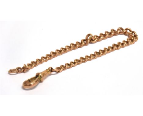 A STAMPED .375 AND 9C ROSE GOLD ALBERT CHAIN Chain length 20cm, chain links stamped 375, jump ring stamped 9c, Albert clasp m