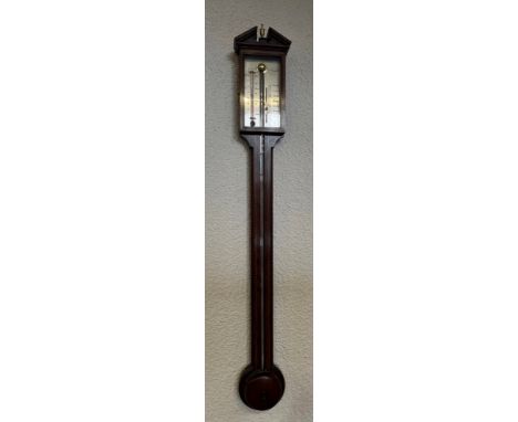 AN INLAID MAHOGANY STICK BAROMETER  the silvered register signed 'O COMMITTI &amp; SONS LONDON'