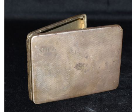 A SILVER CIGARETTE CASE  The case of engine turned pattern, Birmingham hallmark, length 10.8cm, width 8cm Engraved initials t