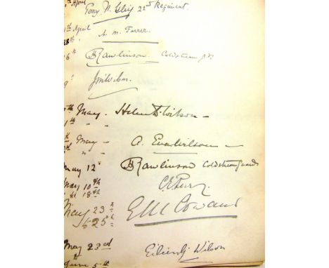 AUTOGRAPHS - A VISITORS BOOK OF MILITARY INTEREST  circa 1893-1923  the signatories including Henry Rawlinson, Hubert Hamilto