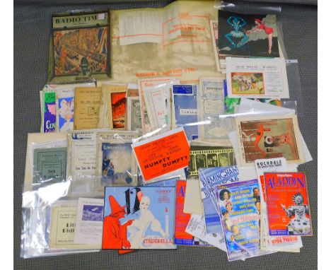 Various vintage theatre programmes, etc., early 20thC and other to include Hippodrome Plymouth, Leeds Grand Theatre and Opera
