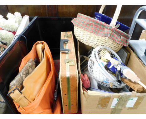 Various household china and effects, etc., a Haler 24 inch television in black, a further Toshiba 18 inch screen, attaché sty