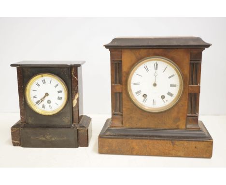 Belgium slate mantle clock & wooden London clock - both not currently ticking 