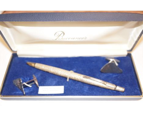 Sterling silver ball point pen & matching cufflink set 