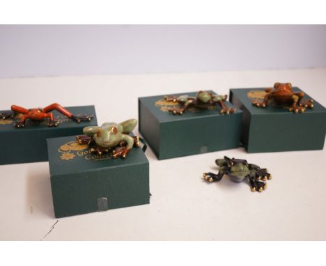 Collection of 5 ceramic golden pond collection frogs - 4 boxed 