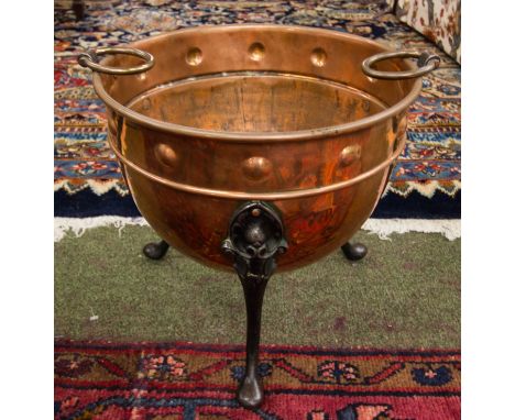 COPPER PLANTER ON POLISHED STEEL LEGS