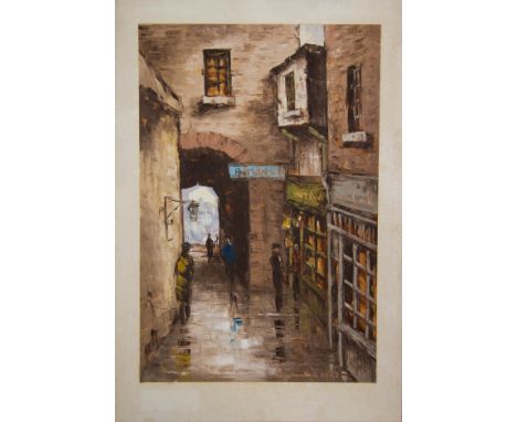 TOM CULLEN (1934 - 2001)MERCHANTS ARCH, DUBLIN OLD DUBLIN SERIES 197760 X 40 CM OIL ON CANVAS
