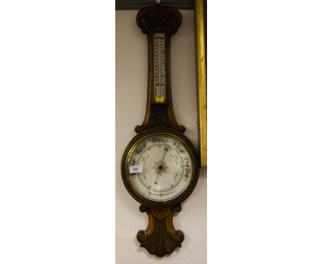 CARVED OAK BANJO BAROMETER