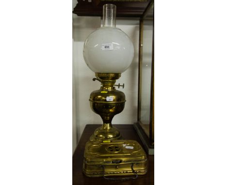 VICTORIAN OIL LAMP + ANTIQUE STAGE COACH HEATER