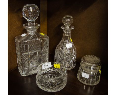 2 DECANTER, JAR WITH LID + SMALL BOWL