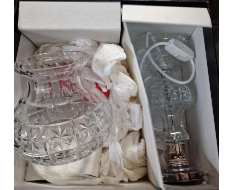 Edinburgh crystal table lamp with shade, in original box. (B.P. 21% + VAT)