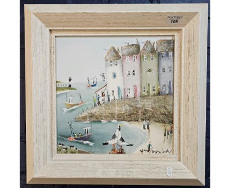 After Rebecca Lardner 'Across the Bay II', giclee print on canvas board. COA verso. 29x30cm approx. Framed. (B.P. 21% + VAT)