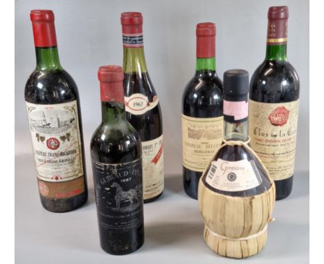 Collection of vintage and other wine to include: Chateau Franc Bigaroux 1970, Nuits-Saint-Georges 1967, Chateau Bellevue 1962