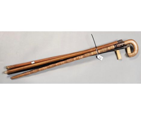 Collection of vintage walking sticks, some with horn handles.  (B.P. 21% + VAT)