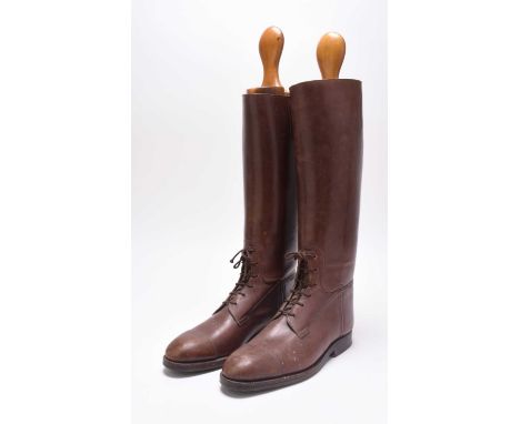 A pair of First World War type or inter-war British field officer's leather boots, private purchase, made by Burberry's of Ha
