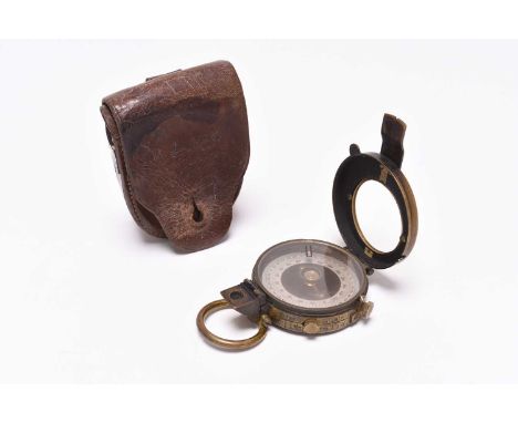 A First World War period officer's Verner's pattern compass, named to R L McCreery, 12th Lancers, in an original leather case