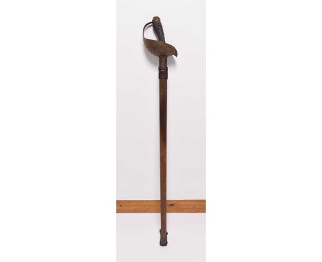 A British P1912 Cavalry sword by Wilkinson sword, serial 45811, blade length 88cm, in a brown leather field service scabbard 