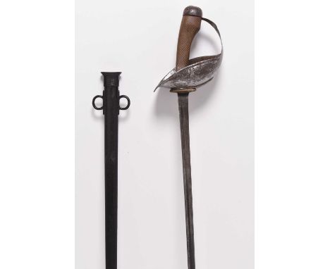 A British P1908 Cavalry Trooper's sword by Wilkinson, dated 1911 with various inspection marks, housed in black over-painted 