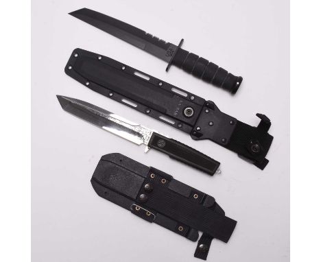 A contemporary KA-BAR tanto knife, blade marked 'KA-BAR OLEAN, NY / USA 1245', partly serrated blade, blade length 8", overal